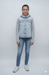 GIRLS LIGHT BLUE DENIM JACKET - Smgarment's